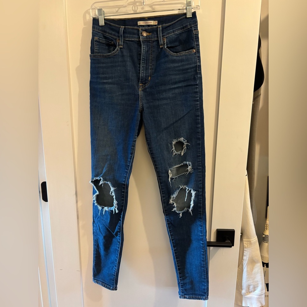 Levi’s Mile High Super Skinny Distressed Blue Jeans Size 28